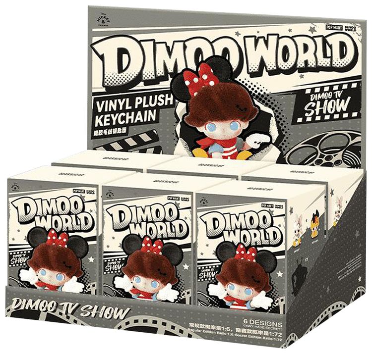 Pop Mart DIMOO World x Disney Series Vinyl Plush Keychain Sealed Whole Set Mystery 6 Blind Boxes
