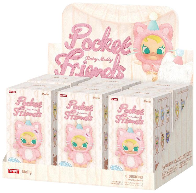 Pop Mart Baby Molly Pocket Friends Series Vinyl Plush Pendant Sealed Whole Set Mystery 6 Blind Boxes
