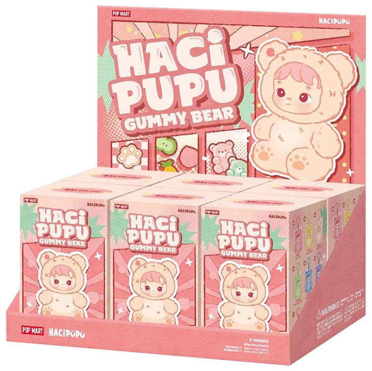 Pop Mart HACIPUPU Gummy Bear Series Vinyl Plush Pendant Sealed Whole Set Mystery 6 Blind Boxes