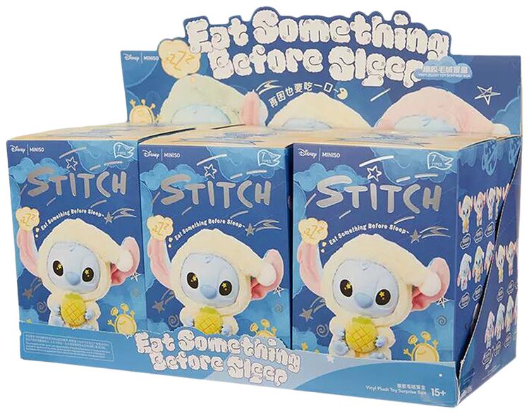Miniso Top Toy x Disney Stitch Eat Something Before Sleep Plush Keychain Sealed Set Mystery 6 Blind Boxes