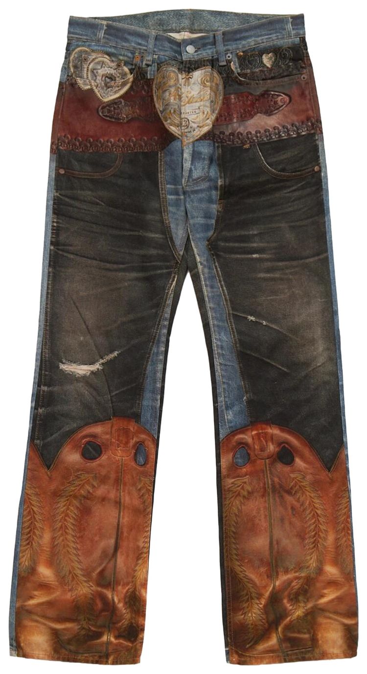 Acne Studios 2010M Heart Buckles Trompe LOeil Jeans BlueBlack