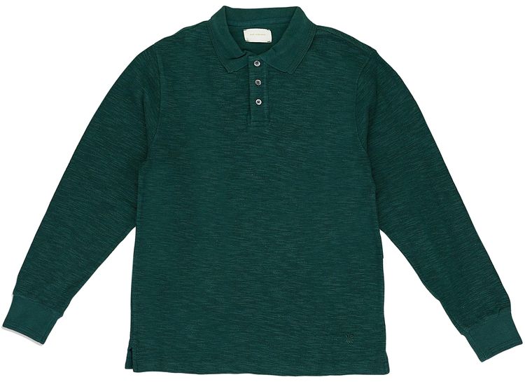 Aime Leon Dore Crest Long Sleeve Polo Shirt Green