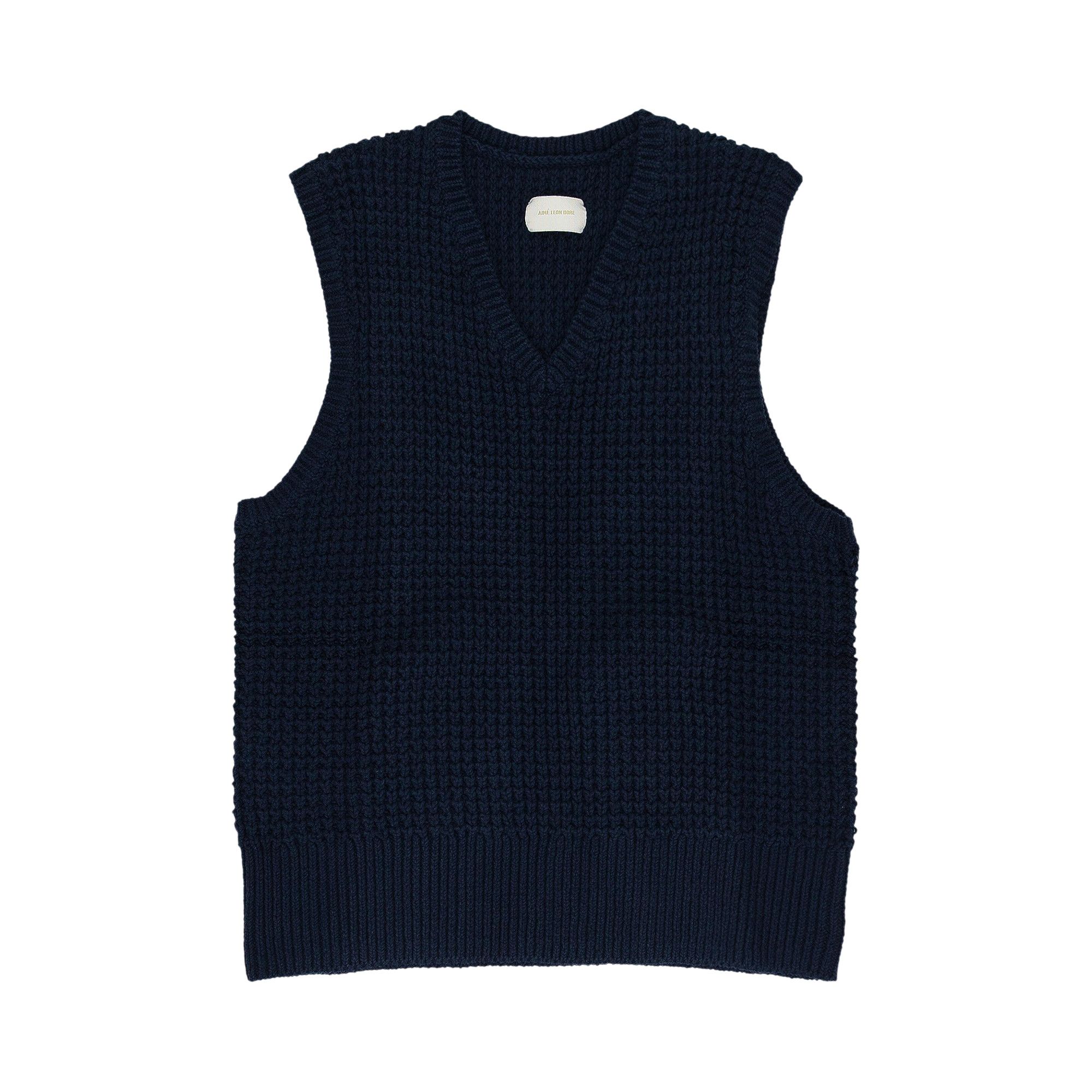 Buy Aimé Leon Dore Waffle V Neck Sweater Vest 'Navy' - FW23KS000