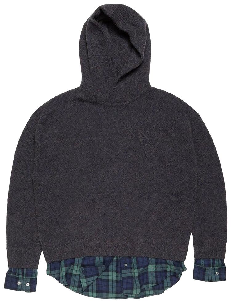 Acne Studios Layered Wool Hoodie Graphite Grey