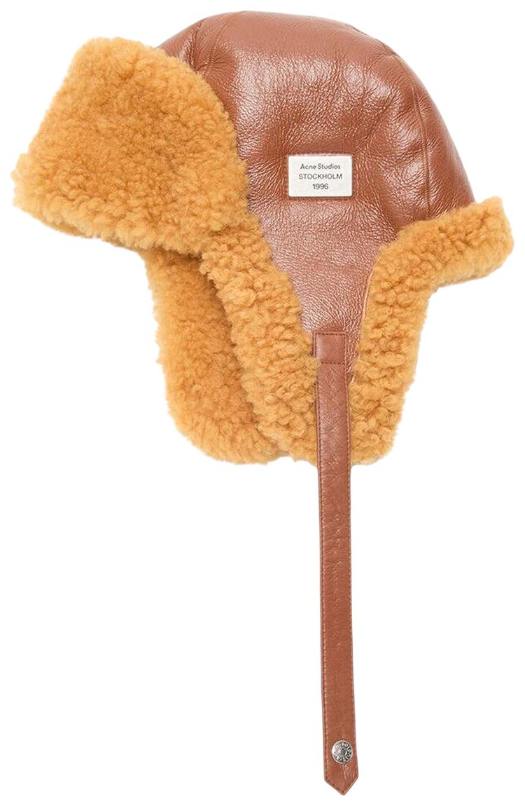 Acne Studios Shearling Hat Rust Brown