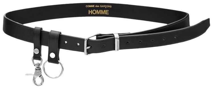 Comme des Garcons Homme Smooth Leather Key Chain Belt Black