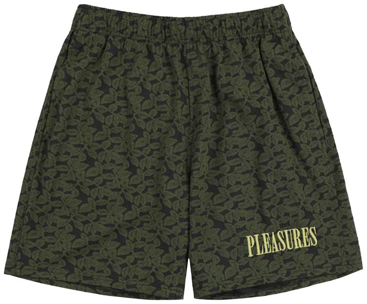 Pleasures Leaf Jacquard Shorts Dark Olive