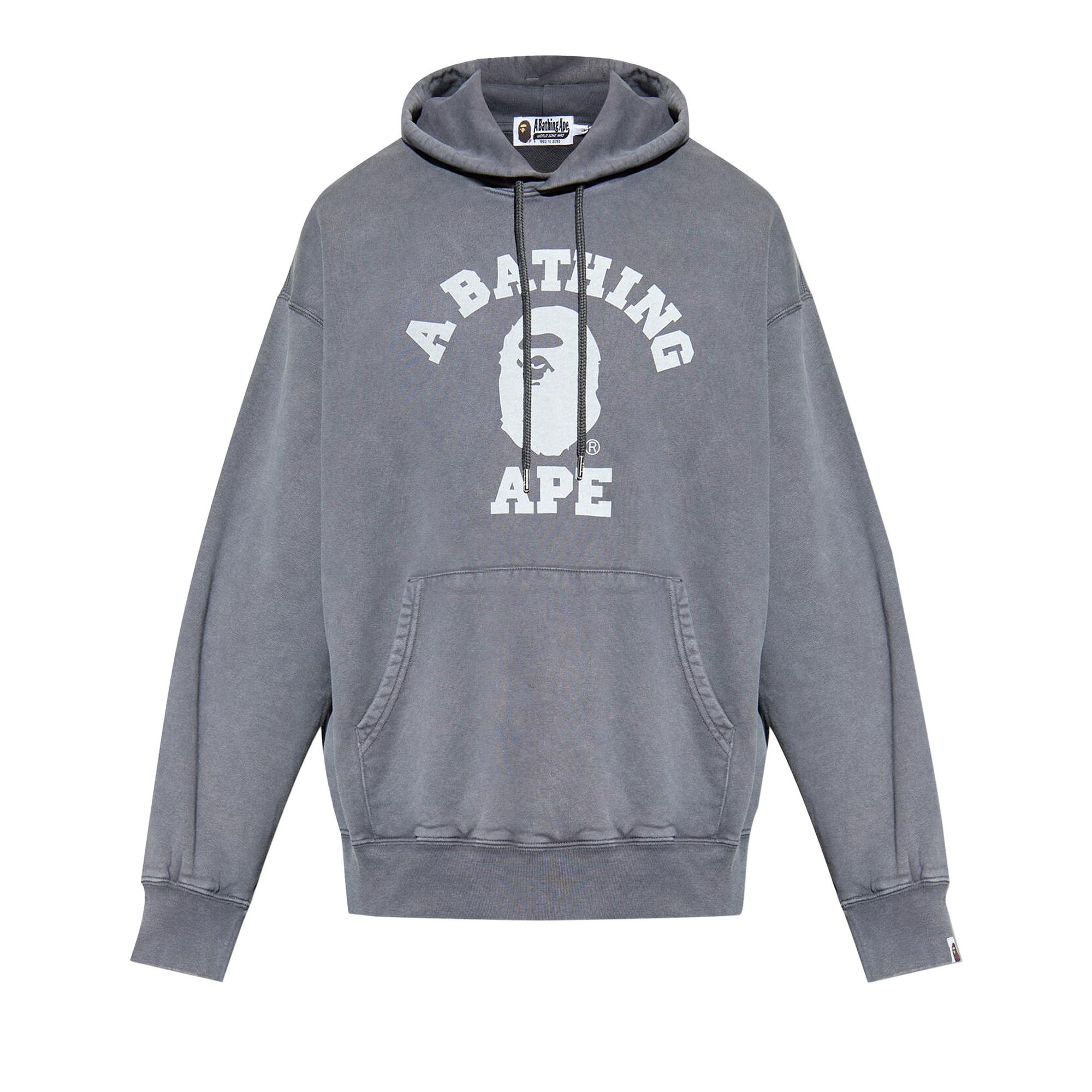 Buy BAPE Garment Dye College Pullover Hoodie 'Charcoal' - 1L80 114