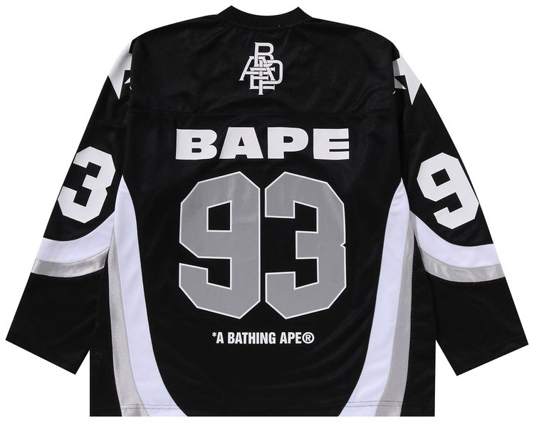BAPE Line Camo Jacquard Logo Relaxed Fit Ice Hockey Jersey Black
