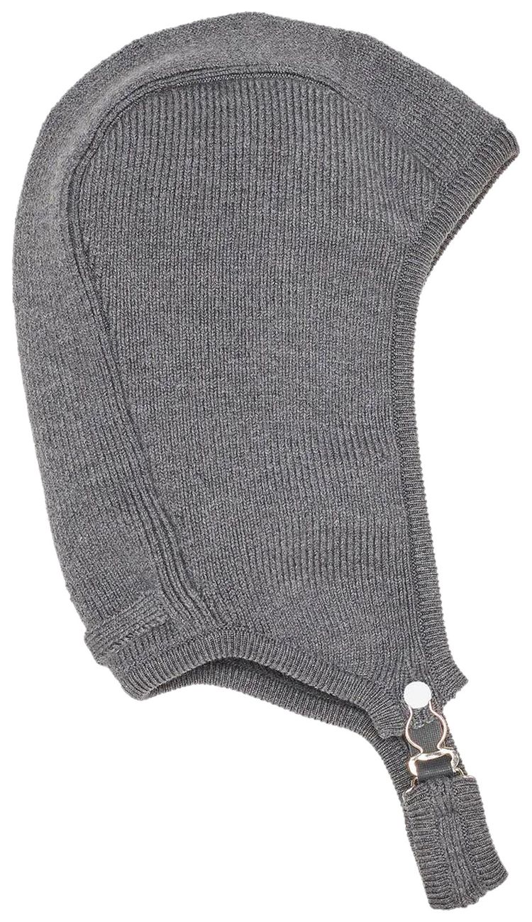 Jean Paul Gaultier Stretched Merino Wool Ribbed Beanie Cap With Lingerie Garter Grey