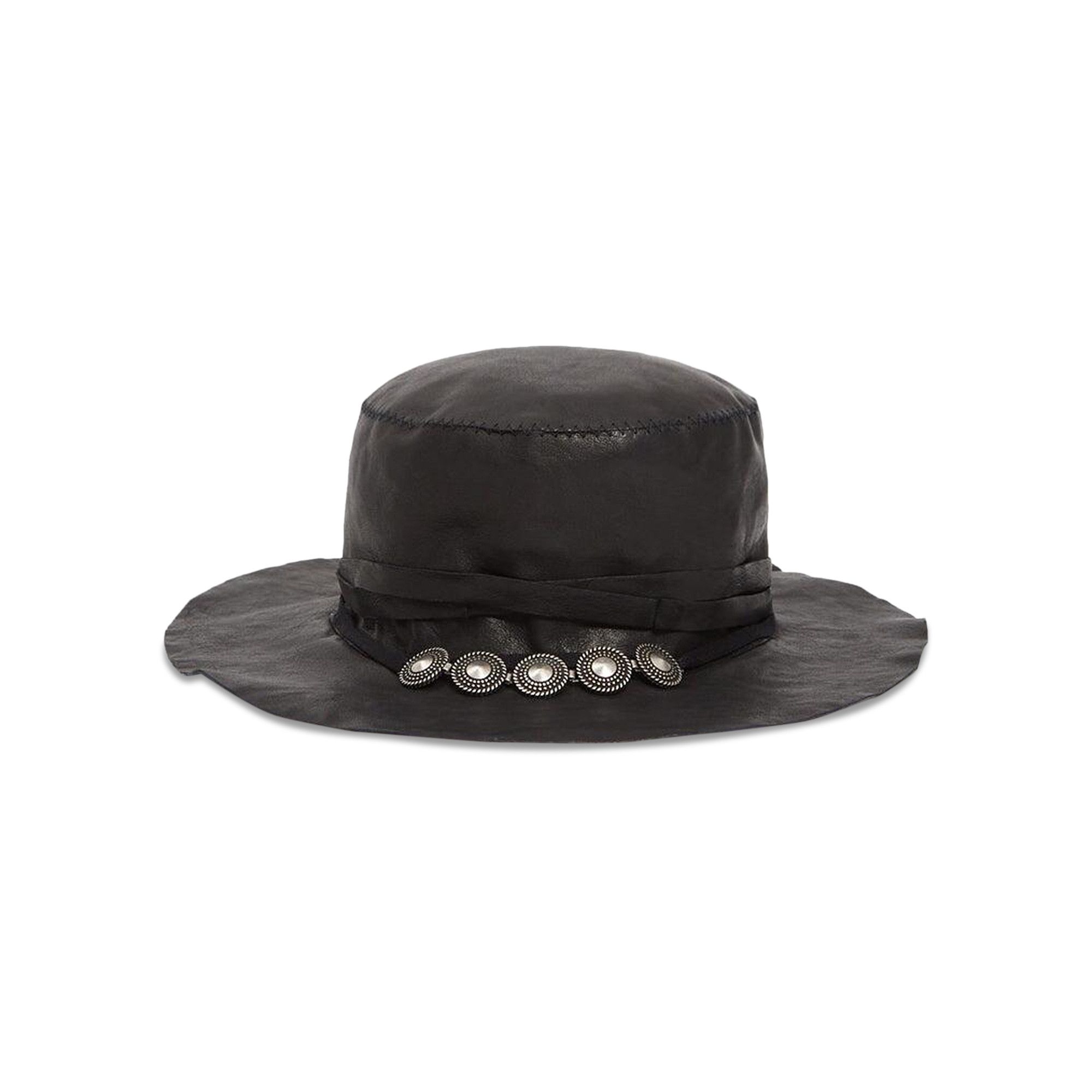 Buy Ann Demeulemeester Aril Small Studs Leather Hat 'Black' - 2502