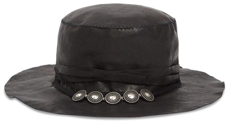 Ann Demeulemeester Aril Small Studs Leather Hat Black