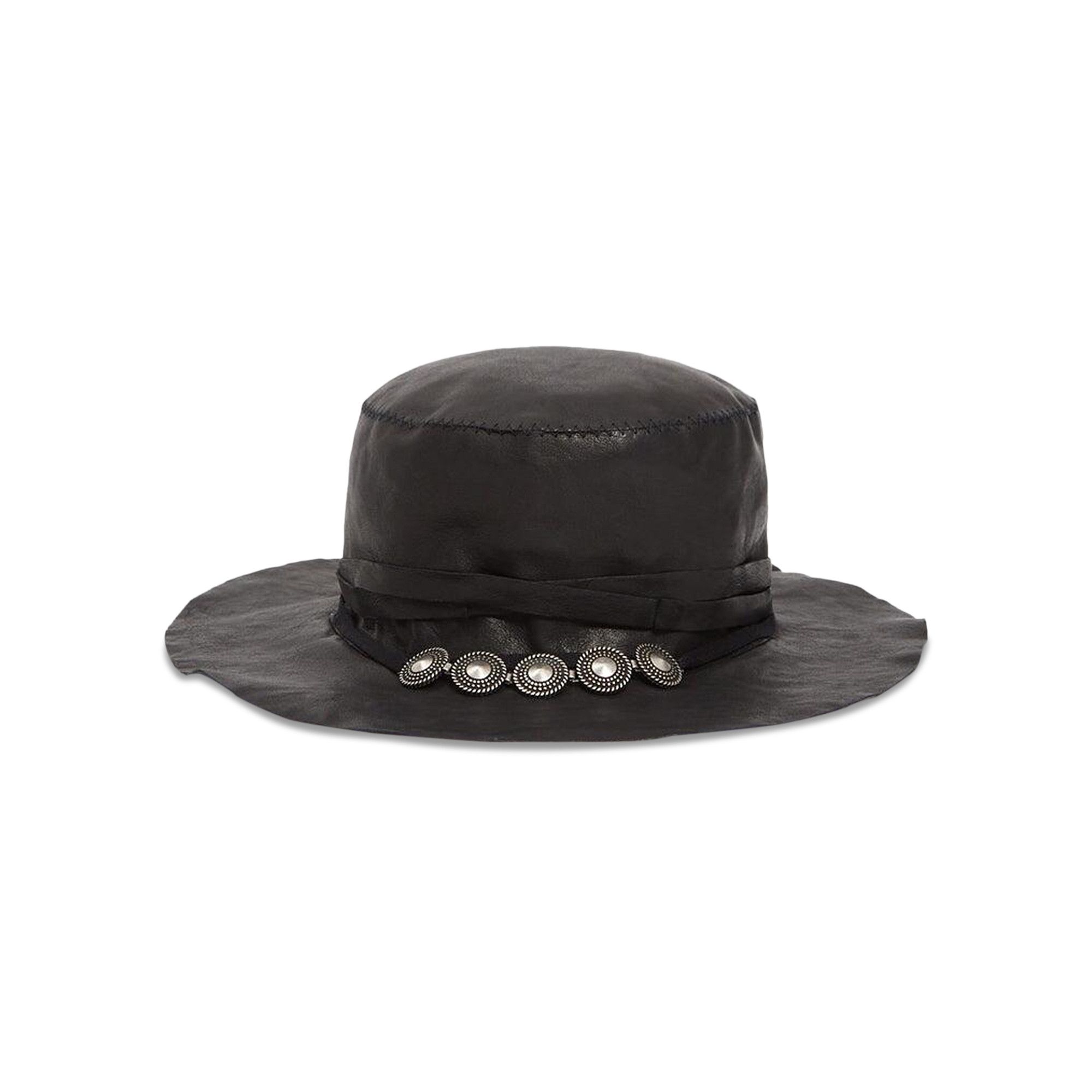Buy Ann Demeulemeester Aril Small Studs Leather Hat 'Black' - 2502