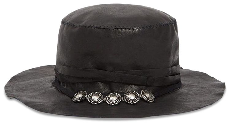 Ann Demeulemeester Aril Small Studs Leather Hat Black