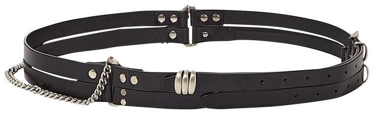 Ann Demeulemeester Oily Calf Skin Luen 4Cm Multi Belt Black