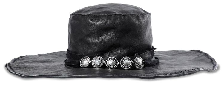 Ann Demeulemeester Tias Large Studs Leather Hat Black