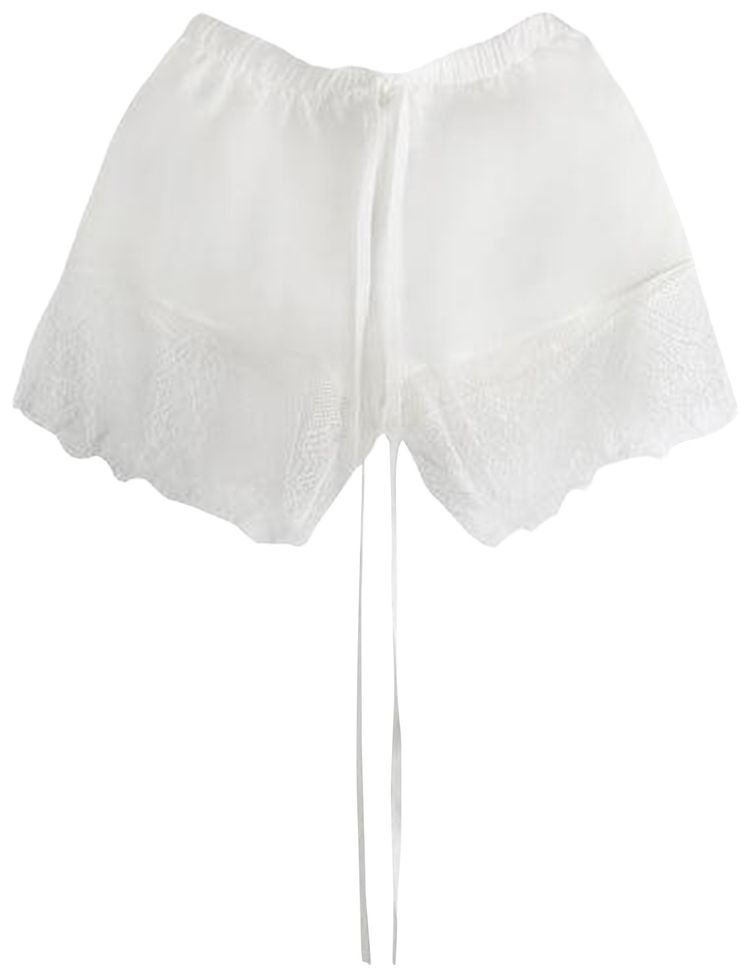 Ann Demeulemeester Vere Micro Boxer With Lace Short Natural White