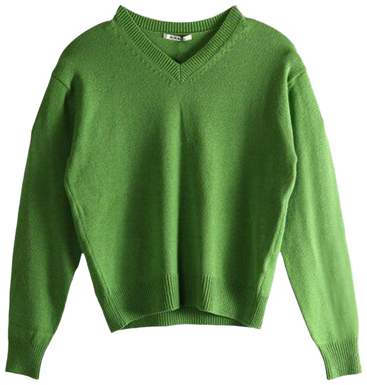 Auralee Light Cashmere Knit V Neck Knitwear Green