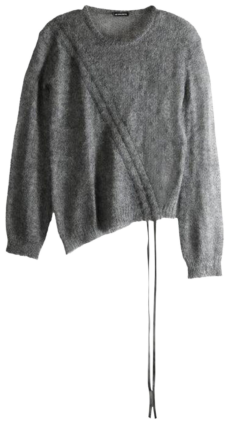 Ann Demeulemeester Zinaida Boat Neck Sweater With Drawstrings Grey Melange