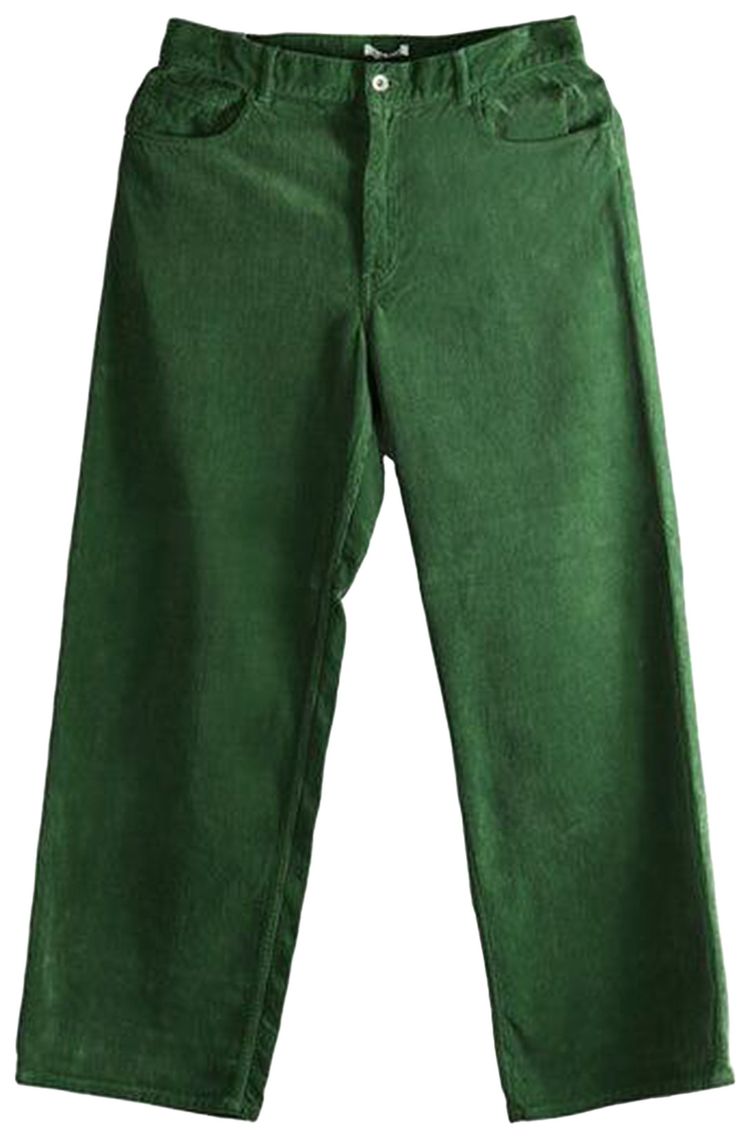 Auralee Pigment Dyed Finx Corduroy Wide 5P Pants Forest Green