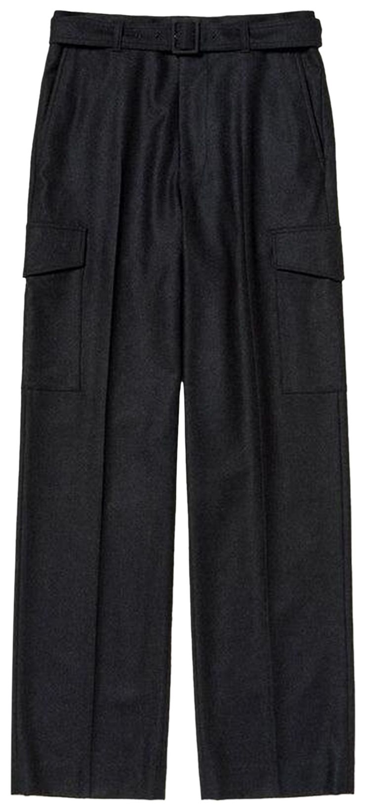 Auralee Wool Fulling Flannel Cargo Slacks Charcoal