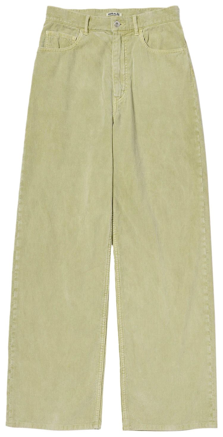 Auralee Pigment Dyed Finx Corduroy Wide 5P Pants Dusty Lime