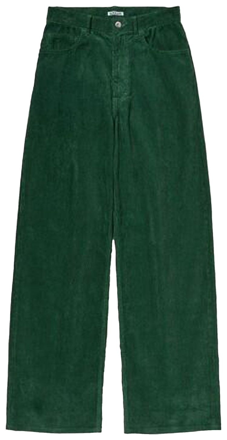 Auralee Pigment Dyed Finx Corduroy Wide 5P Pants Forest Green