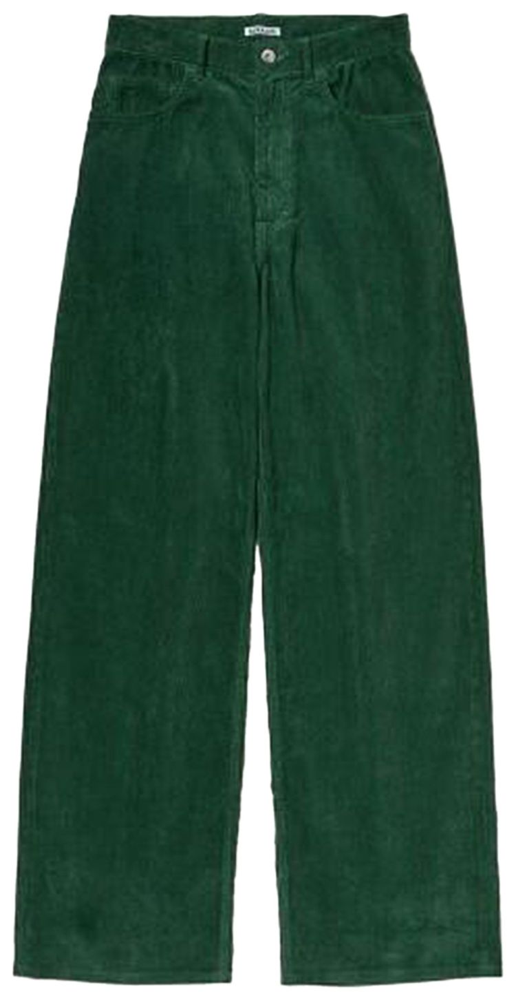 Auralee Pigment Dyed Finx Corduroy Wide 5P Pants Forest Green