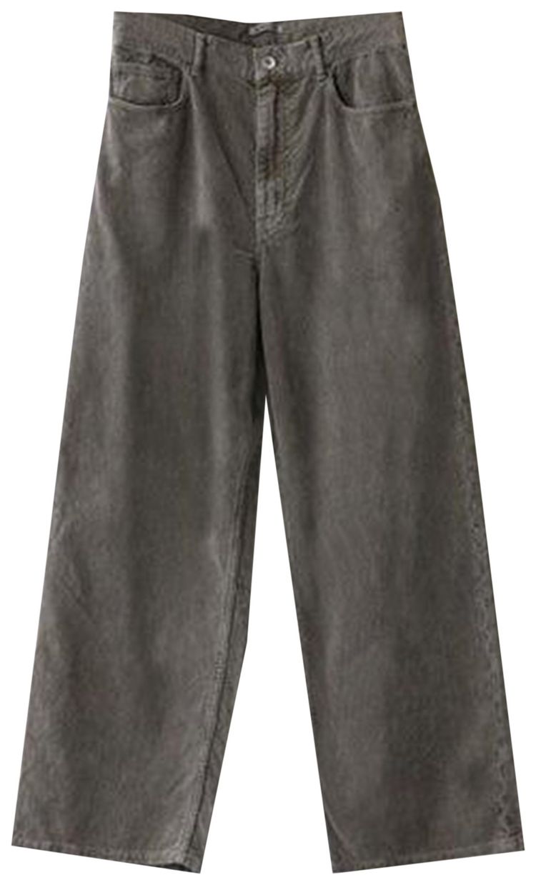 Auralee Pigment Dyed Finx Corduroy Wide 5P Pants Olive Brown