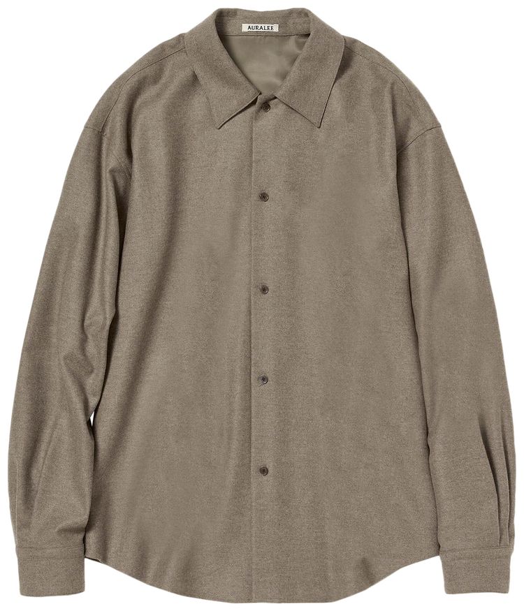 Auralee Wool Fulling Flannel Shirt Brown