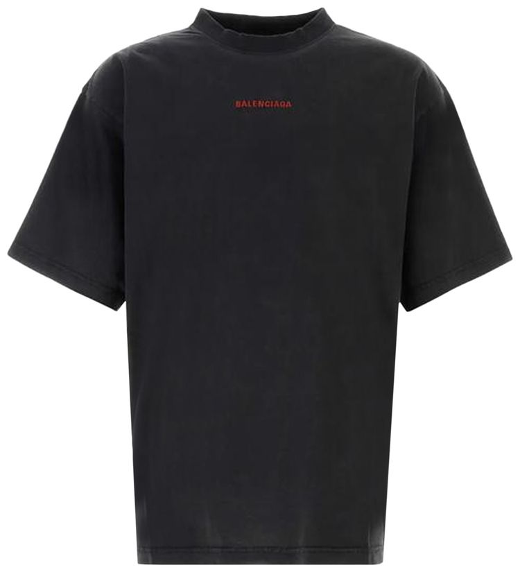 Balenciaga Medium Fit T Shirt Faded Washed BlackRed
