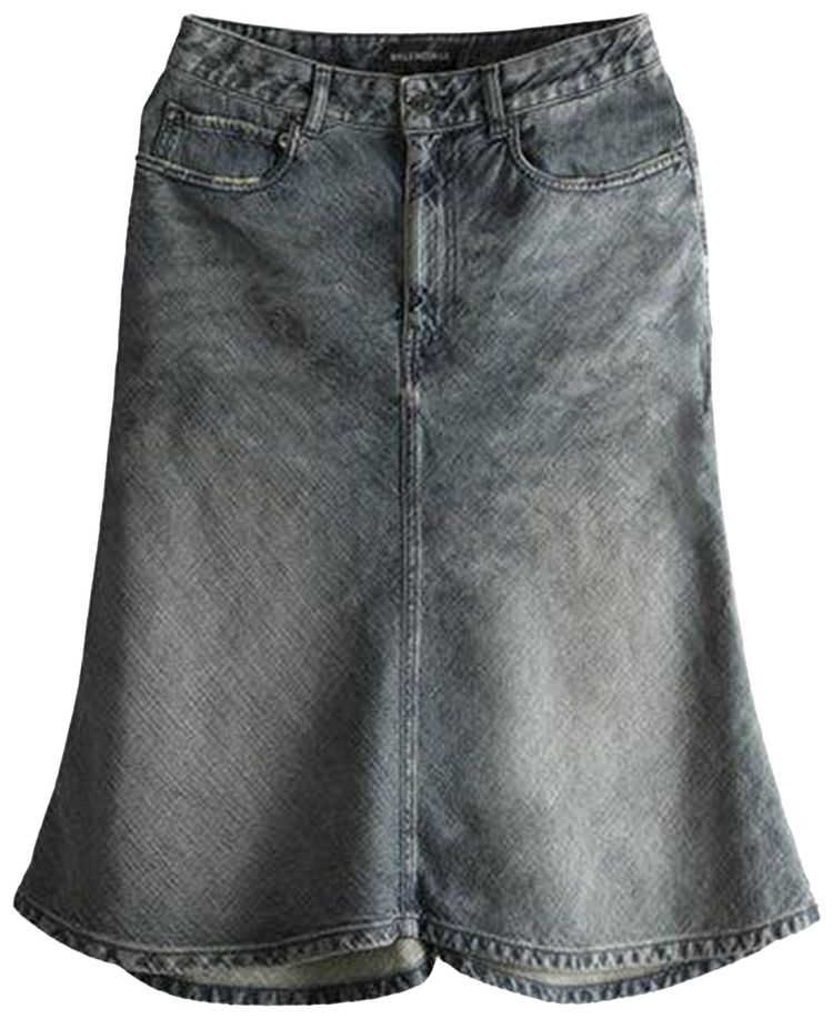 Balenciaga Godet Midi Skirt NavyGreenYellow