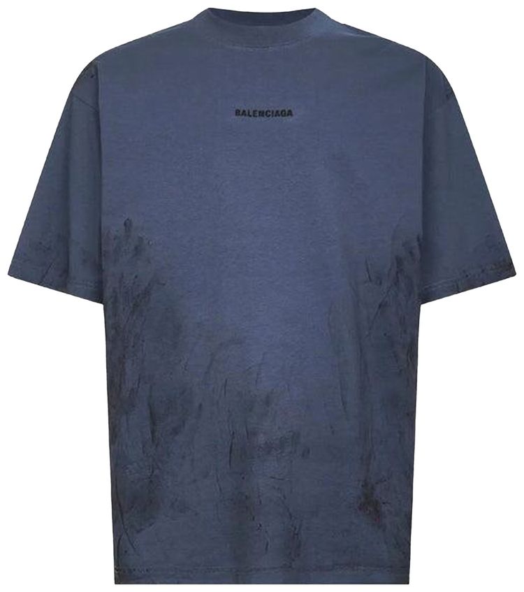 Balenciaga Medium Fit T Shirt Faded Dark BlueBlack