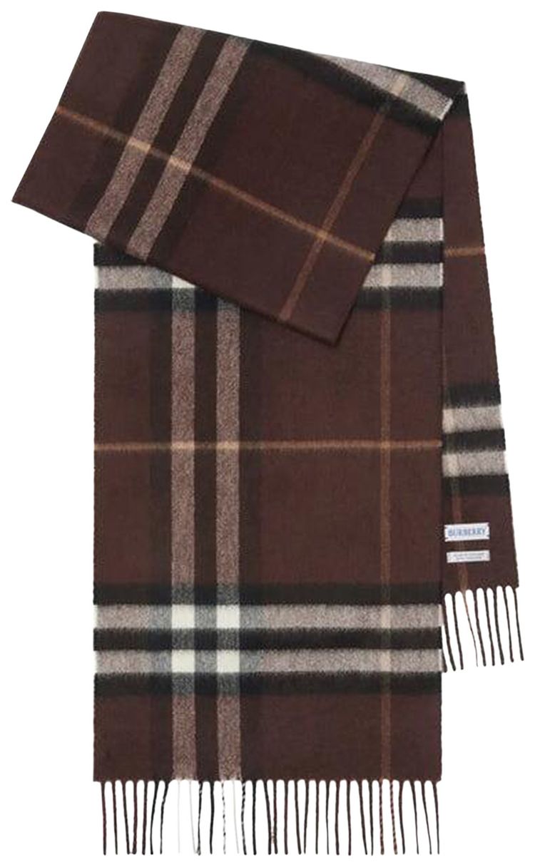Burberry Washed Giant Check Scarf Treacle Brown