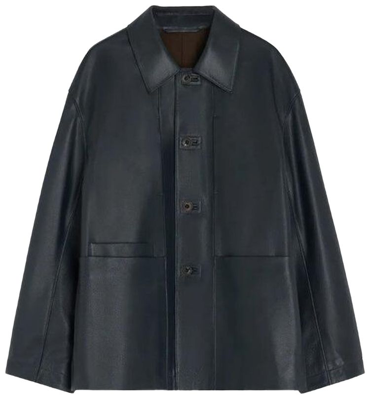 Lemaire Leather Workwear Jacket Asphalt