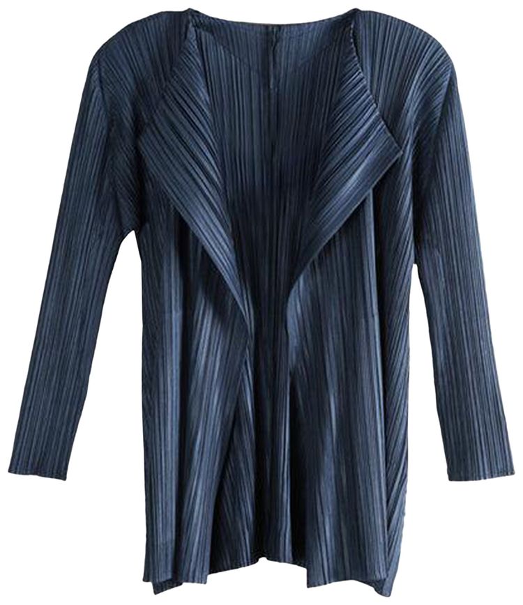 Pleats Please Issey Miyake Mellow Pleats Coat Navy