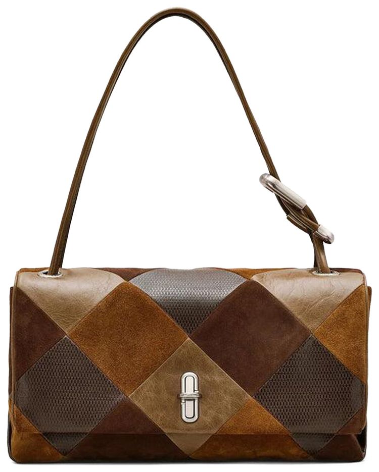 Marc Jacobs The Large Shoulder Suede Patchwork Dual Bag Brown Multicolor