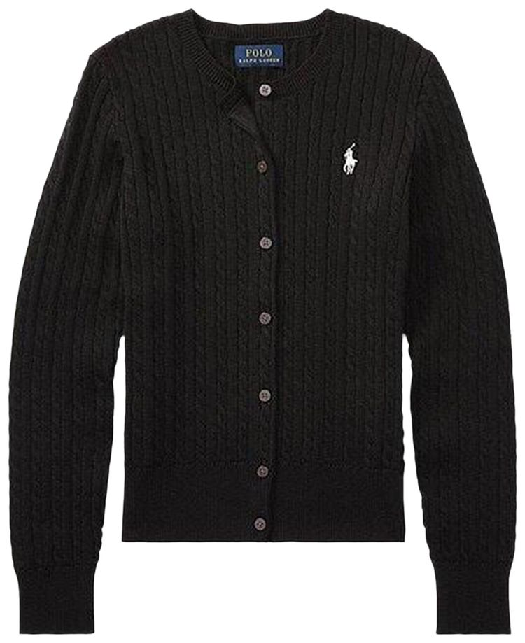 Polo Ralph Lauren Cable Knit Cotton Cardigan Black