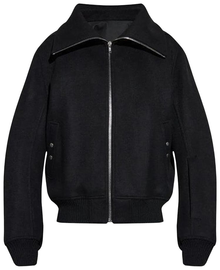 Rick Owens Bomber In Pelle Imbottito Blixa Dracucollar Jacket Black