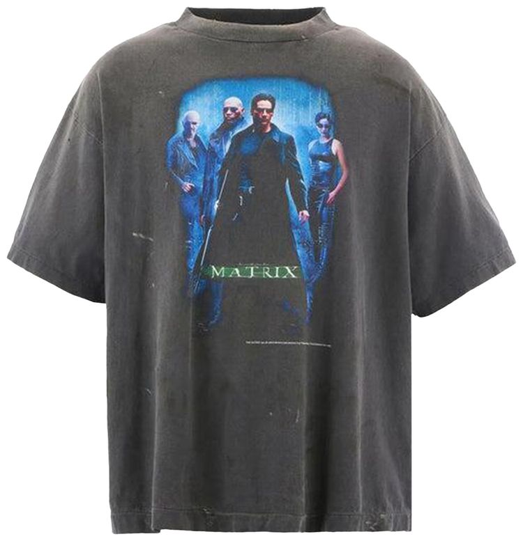 SAINT Mxxxxxx Green Logo Matrix T Shirt Black