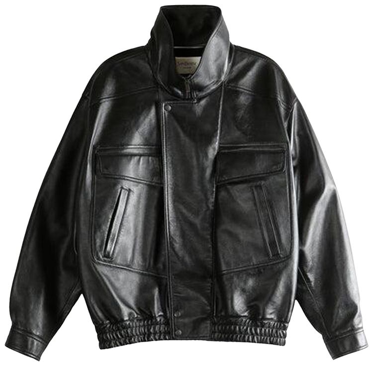 Saint Laurent Stand Collar Bomber Jacket Noir