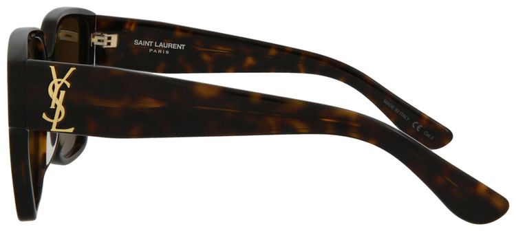 Saint Laurent Square Frame Acetate Sunglasses Shiny Dark Havana