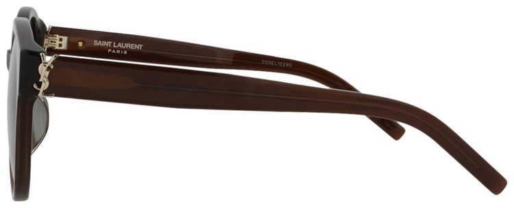 Saint Laurent Round Frame Acetate Sunglasses Brown Grey