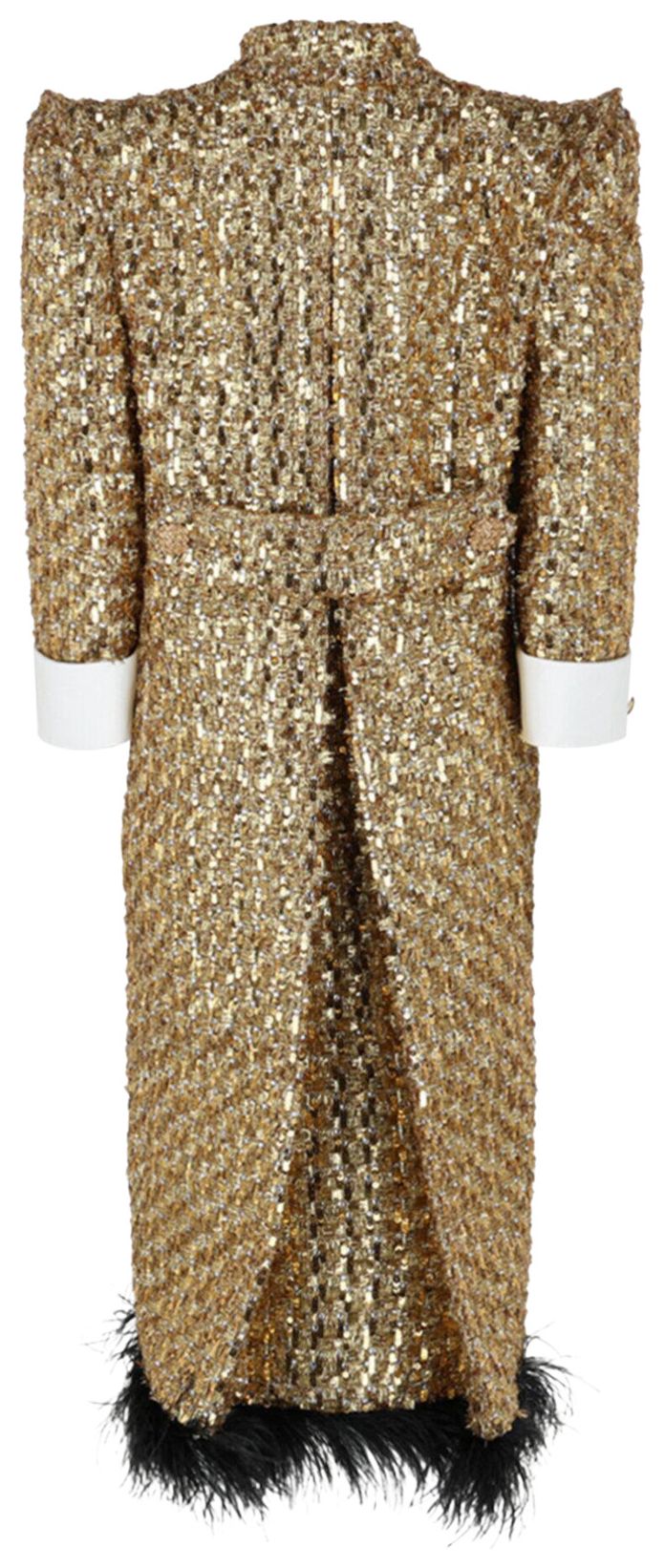 Gucci Ostrich Feather Coat Gold Black