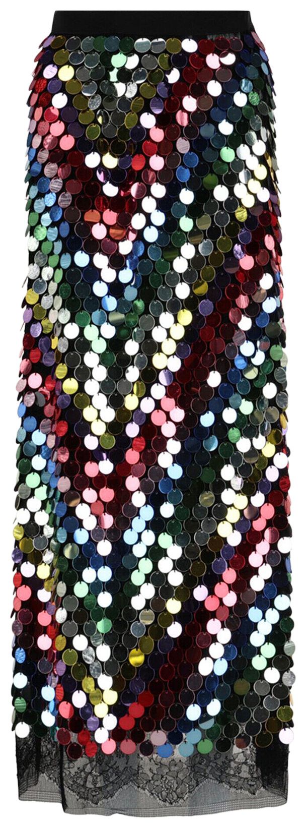 Gucci Sequin Embroidered Midi Skirt Black