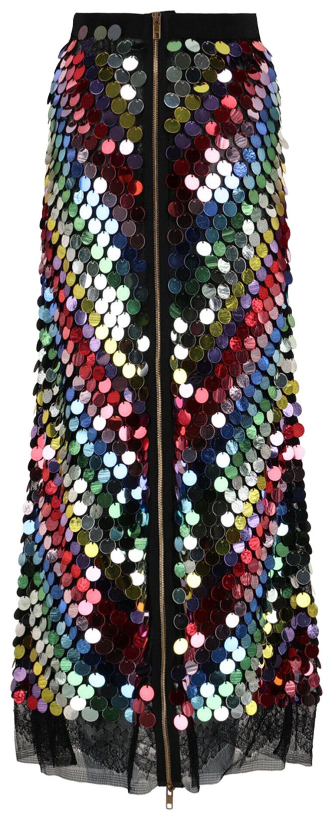 Gucci Sequin Embroidered Midi Skirt Black