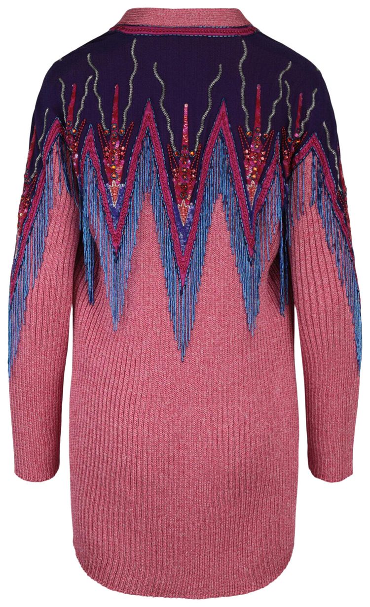 Gucci Sequin And Fringe Cardigan Pink