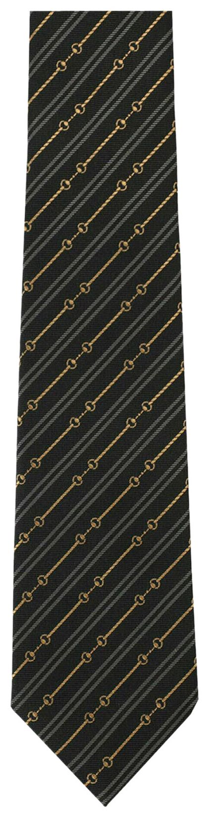 Gucci Horsebit Silk Jacquard Tie Black Medium Grey