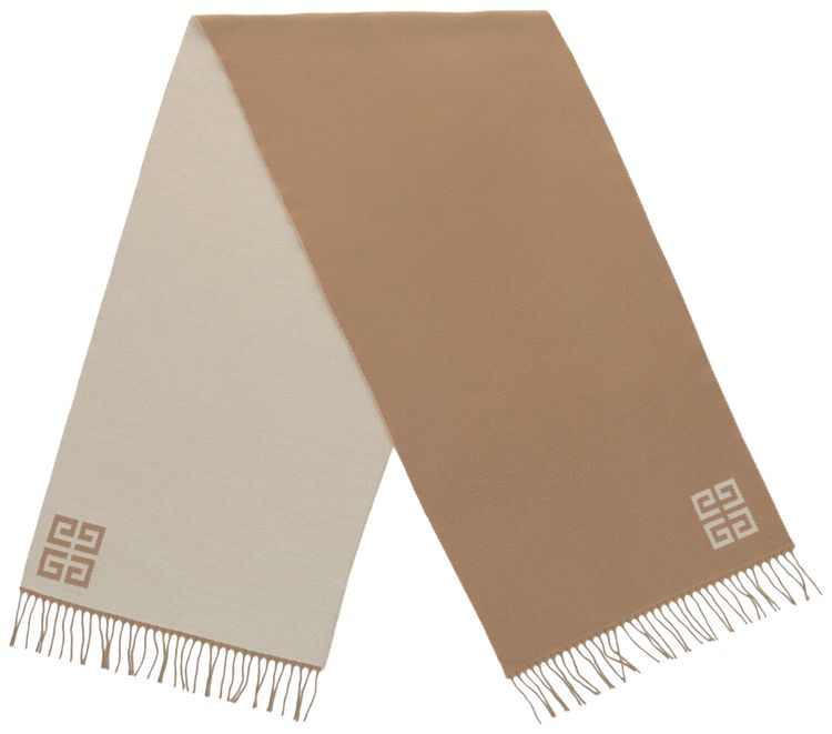 Givenchy 4G Reversible Wool Scarf Beige White