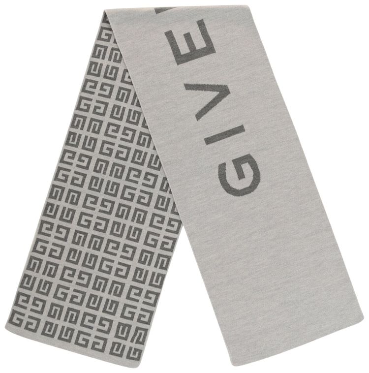 Givenchy Reversible Logo Wool Scarf Pearl Grey